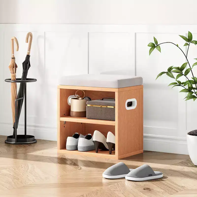 Modern Shoe Storage Bench, Wooden Frame & Soft Cushioned Seat, Entryway & Bedroom Footrest