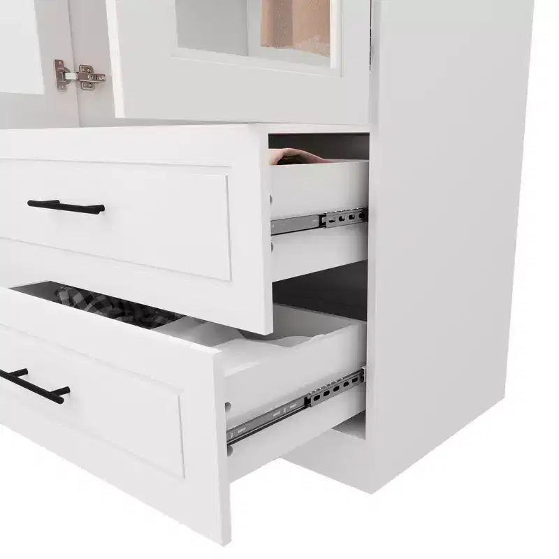 Keloyid White Wood 31.5 in. Armoire with 2 Drawers and 1 Shelves
