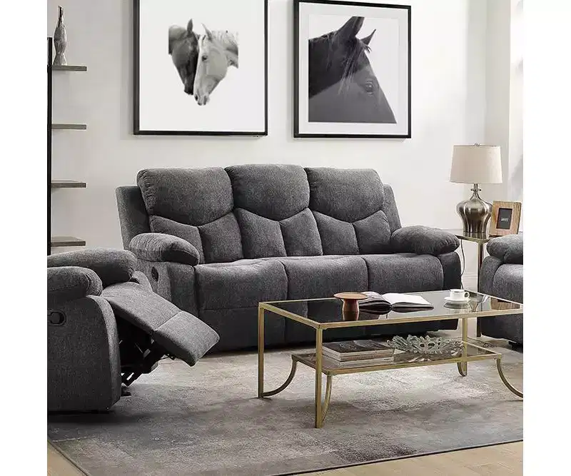 82" Kalen Sofa Gray Chenille - Acme Furniture: Upholstered Recliner, Includes 2 Accent Pillows