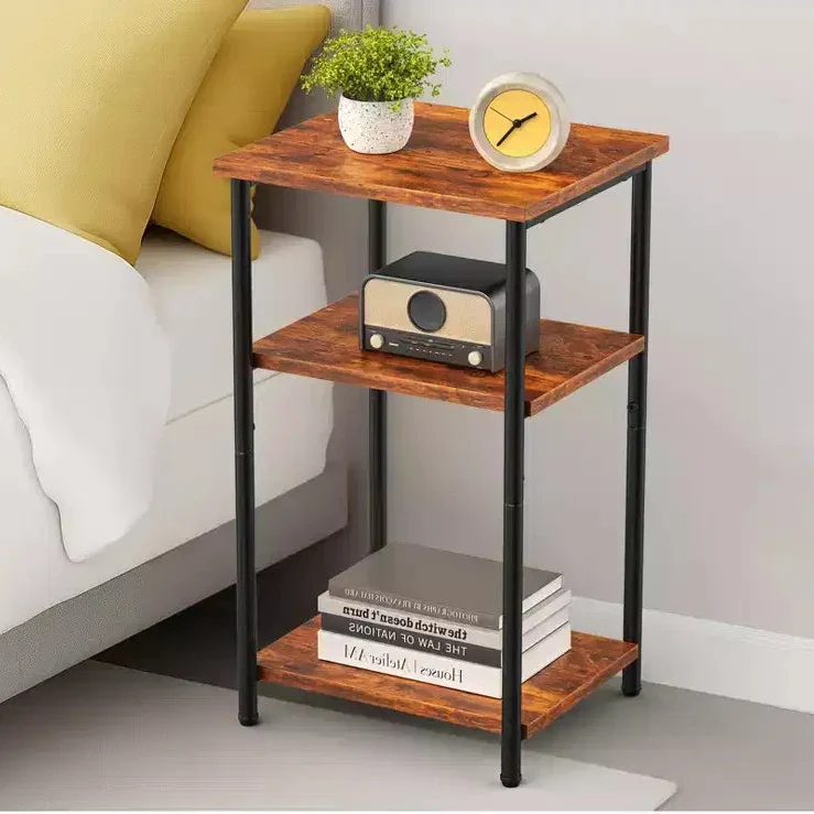 3-Tier Nightstand with Adjustable Feet, 1 PC/2 PCS Compact End Table with Storage Shelves, Bedside Table for Living Room, Bedroom, Bathroom