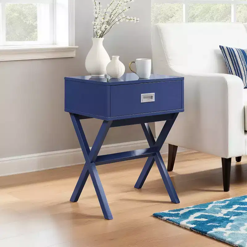 HomeStock Belmont End Table with Spacious Drawer and Wide Surface, Modern Storage Side Table for Lamps, Dcor and Everyday Living Room Use