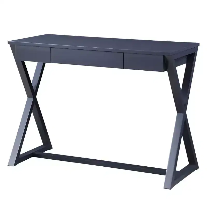 42" Console Table Black Finish - : Charcoal Poplar Wood, Storage Drawer