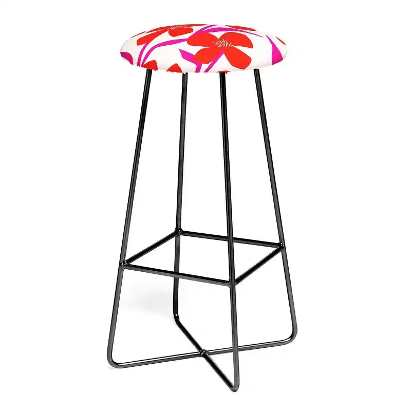 Maritza Lisa Pink Floral Pattern Barstool - Deny Designs