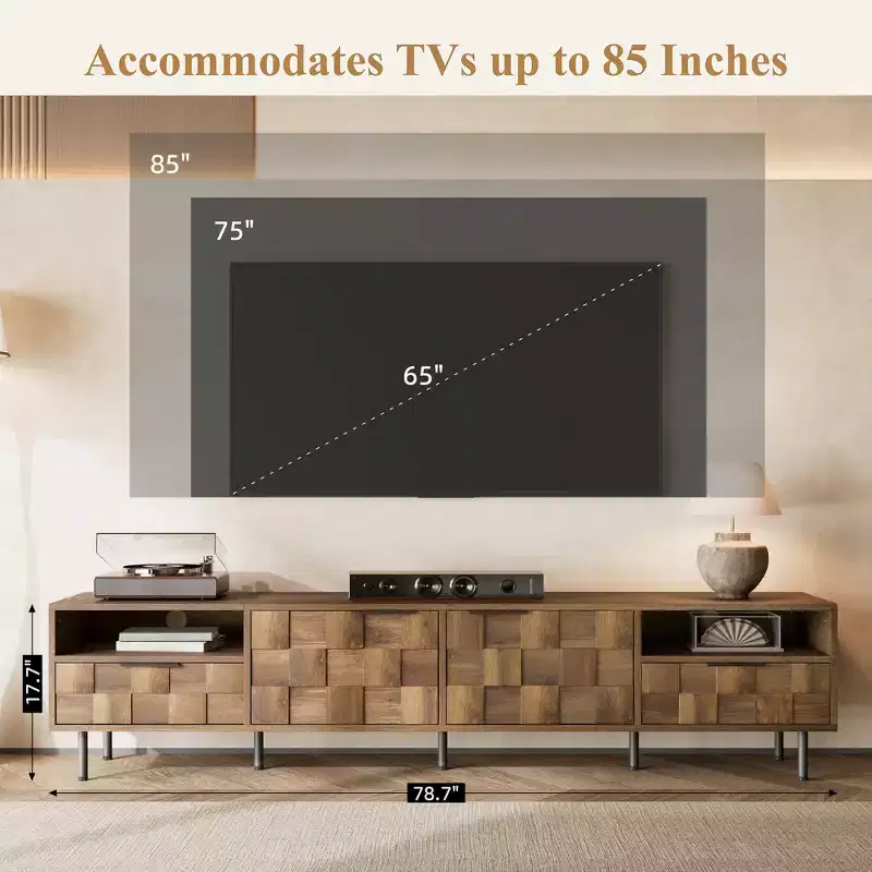 GDFStudio Amiri Mid Century Modern TV Stand with 2 Drawers and Cable Management