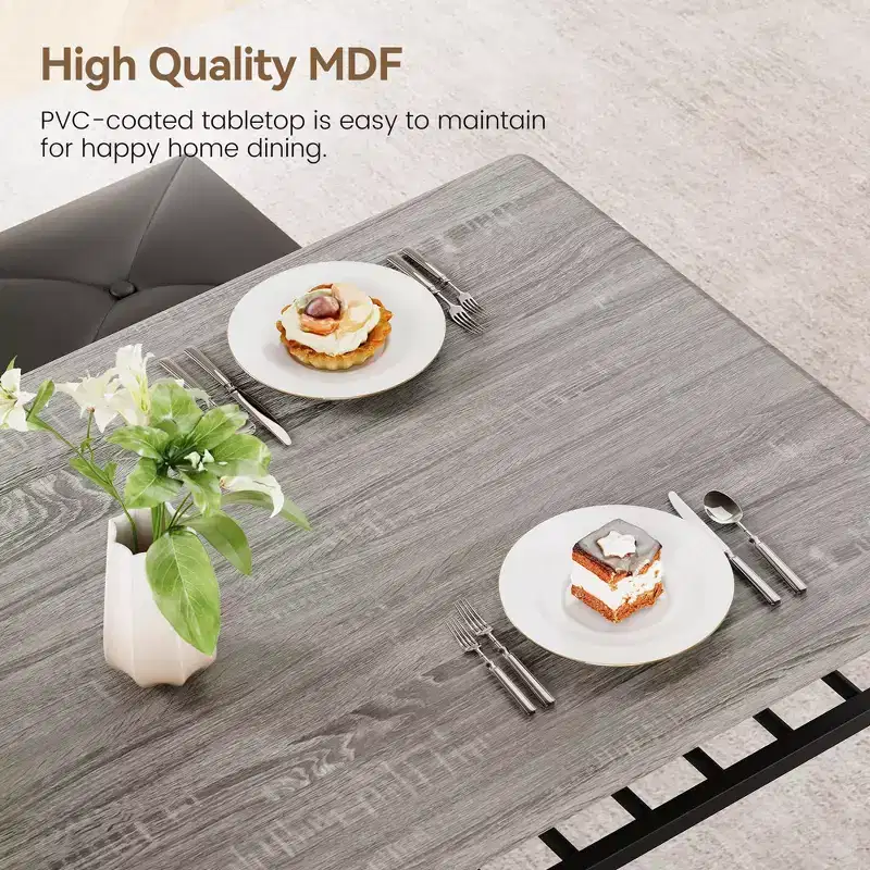 4 Piece Rectangular Kitchen Table Set, with 1 Upholstered Bench and 2 Square Stools