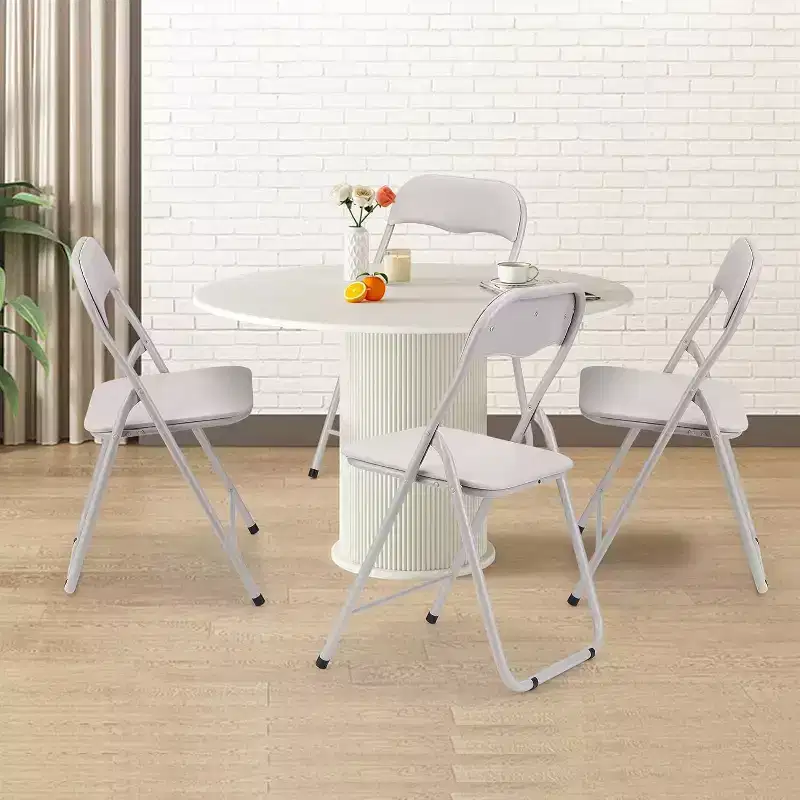 Folding Chairs with Cushion, Outdoor & Indoor Event Portable Metal Folding Chairs with Non-Slip Feet Pads Stackable Chairs