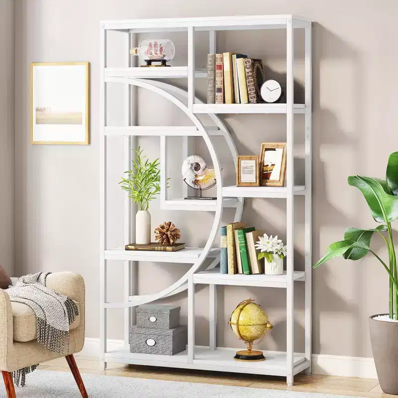 Industrial 5-Tier Etagere Bookcase - Freestanding Tall Organizer with 9 Open Storage Shelves for Living Room and Bedroom