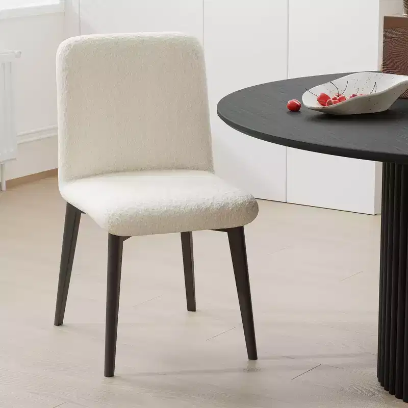 Pexfix White Faux Fur Upholstered Dining Chairs Set of 2
