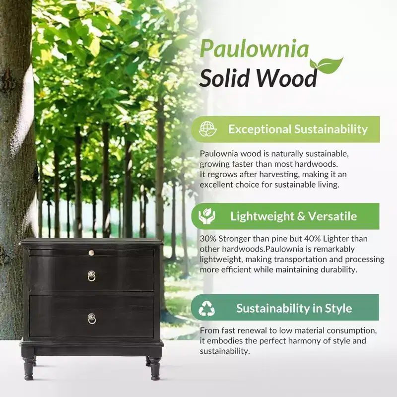 Traditional 2-Drawer Solid Wood End Table with Built-In Outlet