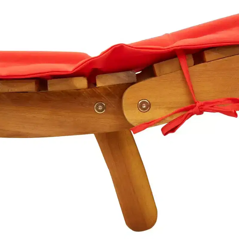 vidaXL Patio Sunlounger Set of 2 Red, Natural Solid Acacia Wood, Polyester