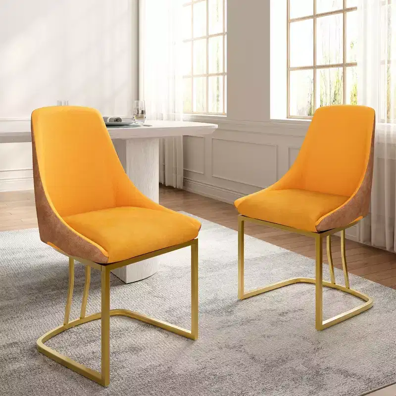 CLIHOME Set of 2 Modern High Back Dining Chair with Metal Legs