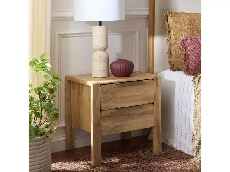 Angeria 2 Drawer Nightstand - NST3109 - Oak/Brass - Safavieh