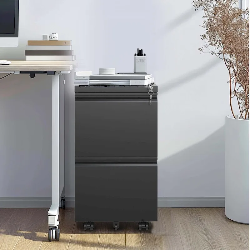 2 Drawer Metal Mobile File Cabinet with Lock for Hanging Legal/Letter/A4 Size