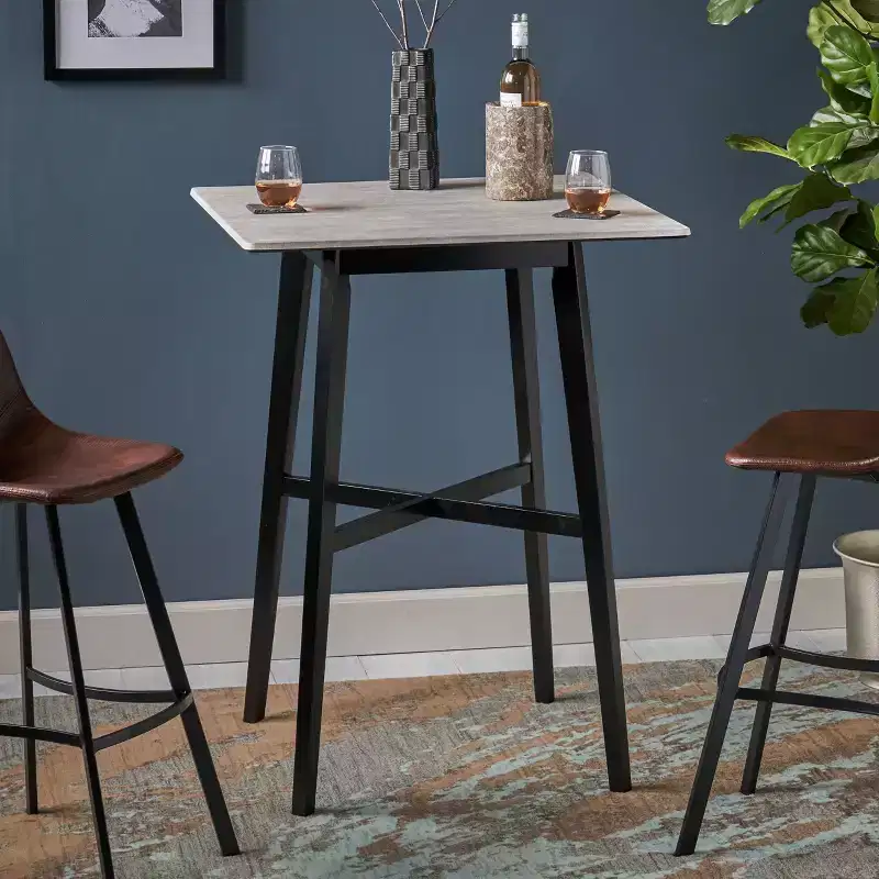 GDFStudio Hildred Modern Laminate and Rubber Wood Square 42 Bar Dining Table