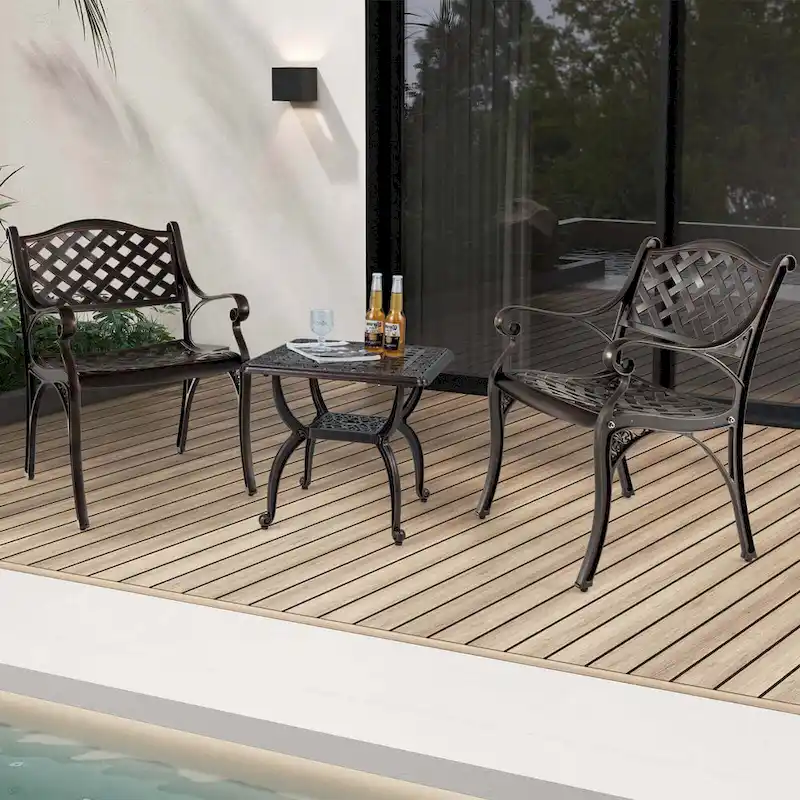 Costway 2/4 PCS Cast Aluminum Patio Chairs Set of 2 All Weather