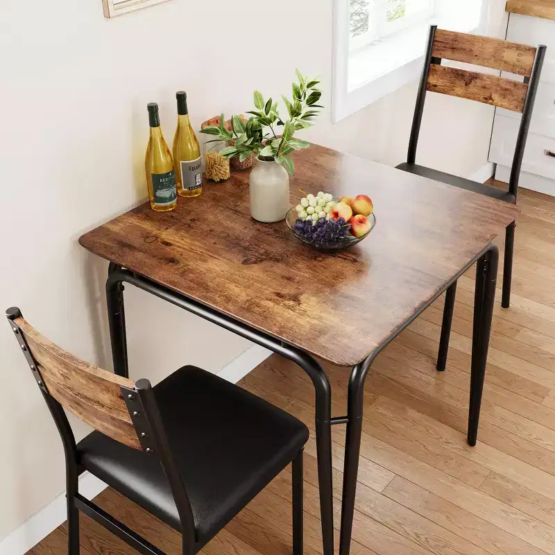Dining Table for 2, Small Square kitchen Dinner Table Set for 2,Space Saving Wood Modern Dinette With Upholstered,Dining Room Furniture 3 Piece