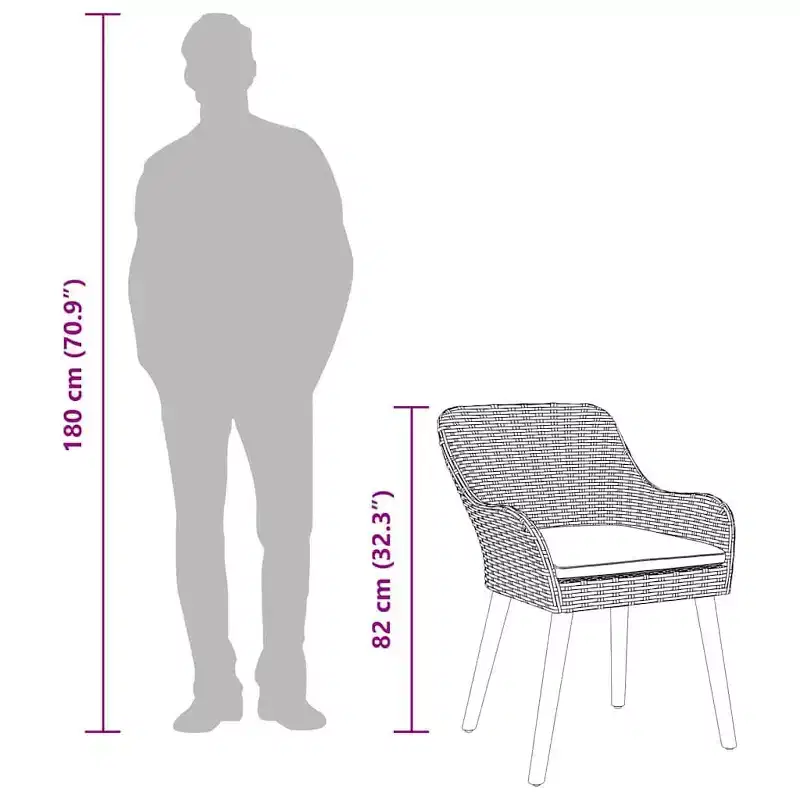 vidaXL Garden Chair 2 pcs 62.5 x 55 x 82 cm Poly Rattan