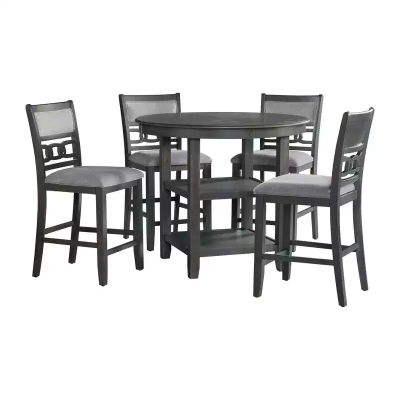5pc Taylor Counter Height Dining Set with Shelf & Faux Leather Chairs - Picket House Furnishings