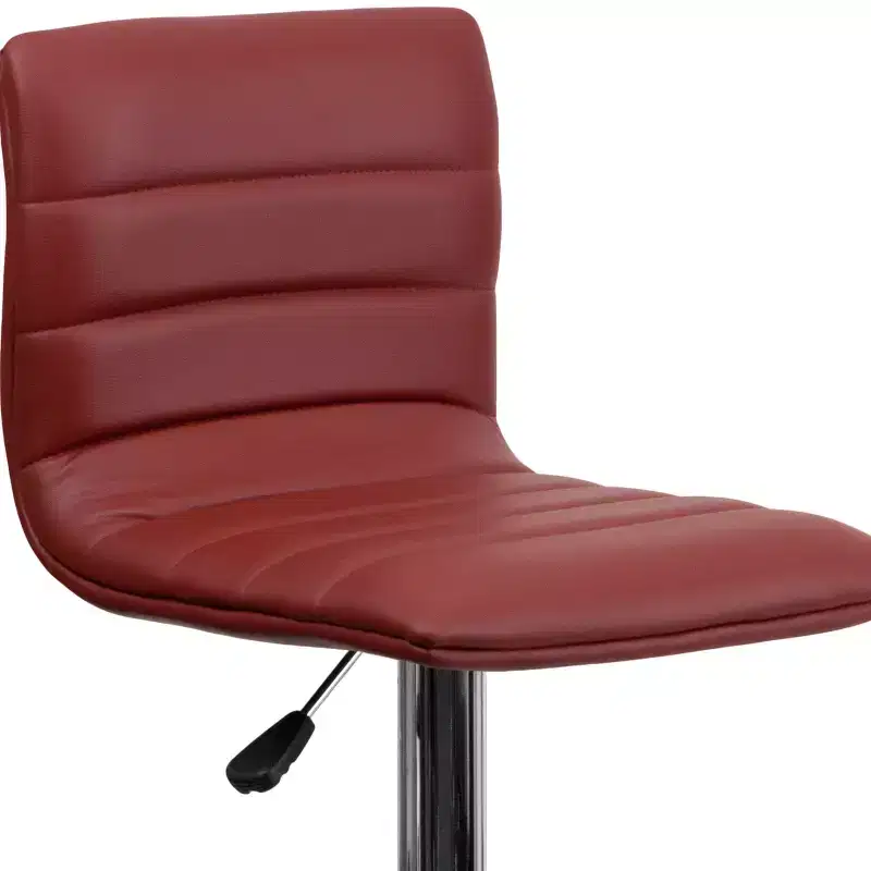 Emma and Oliver Coti Modern Channel Tufted Upholstered Height Adjustable Mid-Back Stool and Pedestal Base with Footrest