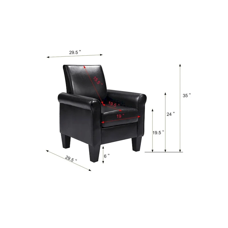 Modern PU Leather Accent Chair, Set of 1