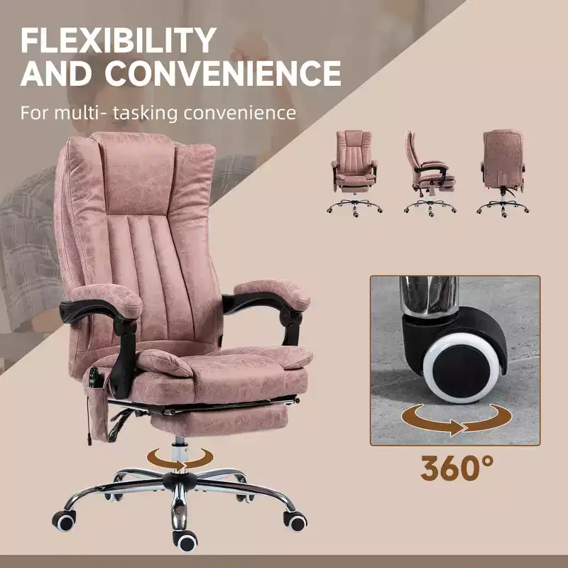 Massage Office Chair with 6 Points and Heat, Reclining Computer Chair with Adjustable Height and Footrest
