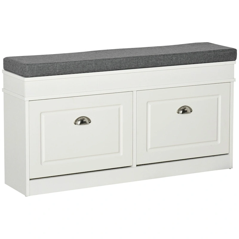 Modern Shoe Rack Bench with Drawers and Adjustable Shelf