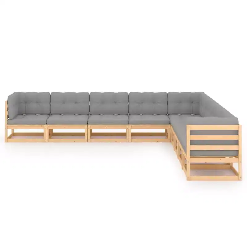 vidaXL Garden Lounge Set Natural Solid Pine Wood 9 Piece Modular
