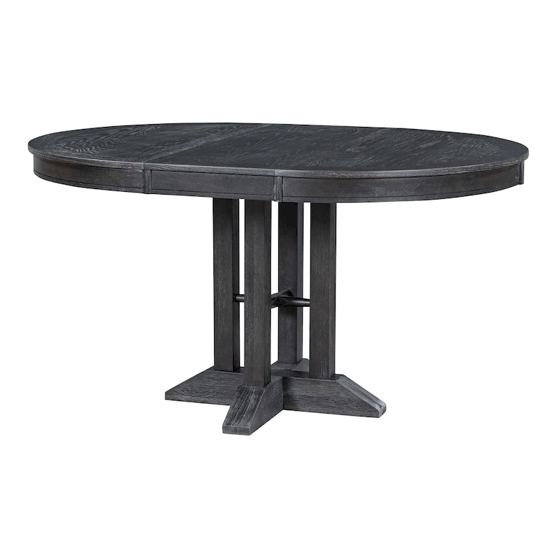 5-Piece Dining Set Extendable Round Table and 4 Upholstered Chairs Farmhouse Dining Set