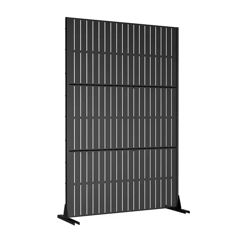 Black Galvanized Steel Fence Screen 183*120*40cm (6-Piece Set)