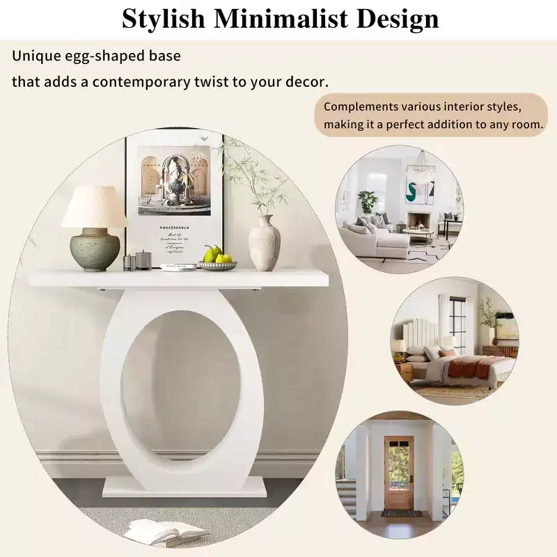 Whisen Modern Console Table & Entryway Table, Sturdy Sofa Table with Egg-Shaped Base