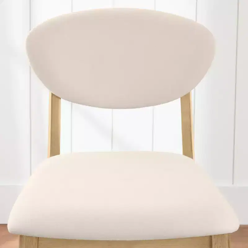 2-Piece Mid-Century Modern Wood and Upholstered Counter Height Bar Stool Set
