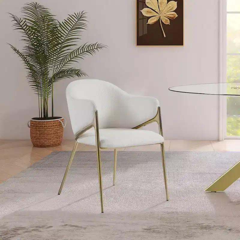 Meridian Furniture,Nial Boucle Fabric Dining Chair, Set of 2
