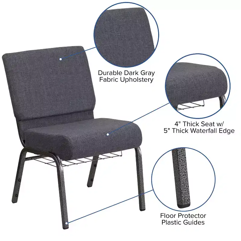 Flash Furniture HERCULES Series 21''W Church Chair with Book Rack