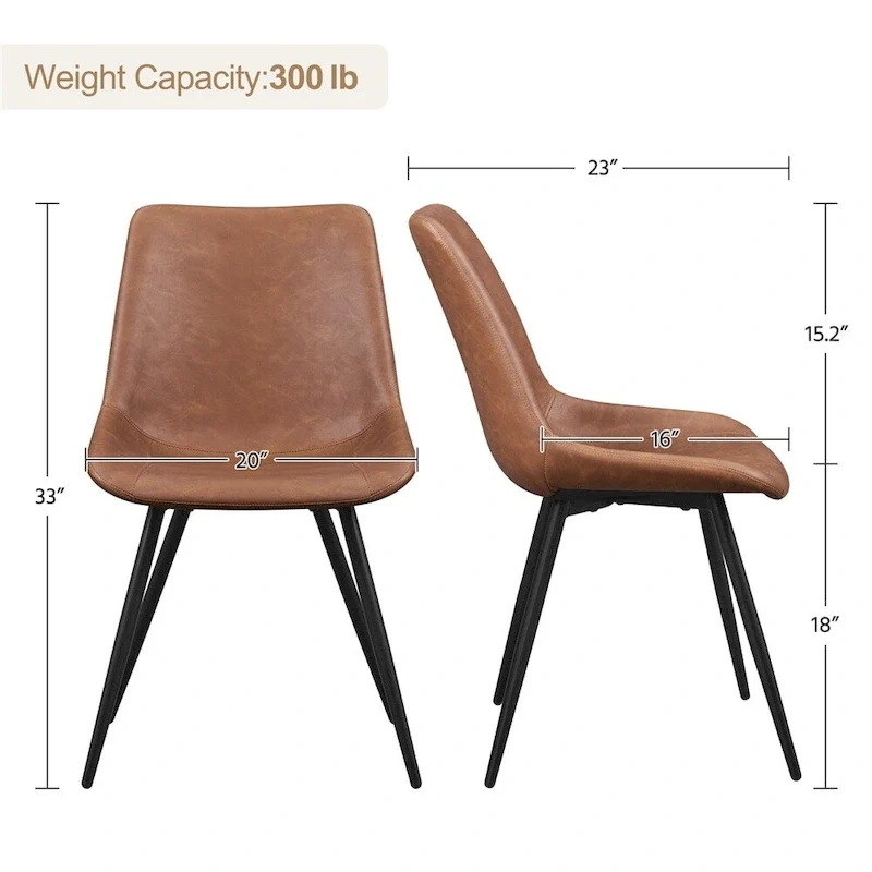 Yaheetech 2PCS Faux Leather Dining Chairs With Metal Legs - N/A