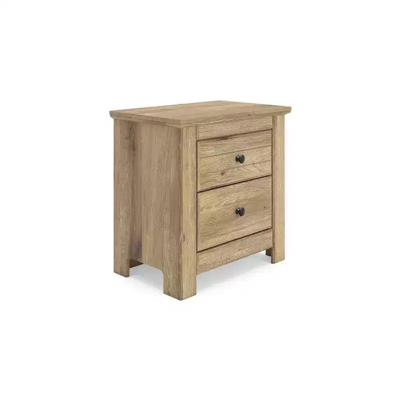 Signature Design by Ashley Allihauser Two Drawer Nightstand with USB Charging, Replicated Oak Grain, Natural Tan Finish