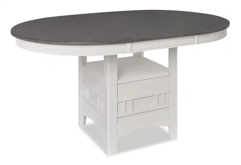 Dining Table with 42-60W Extension, Round - Dove Grey