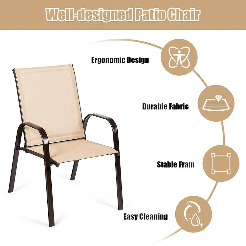 Costway 4PCS Patio Chairs Garden Deck Yard with Armrest - See Details