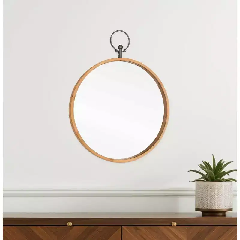 30-Inch Round Metal Framed Wall Mirror – Bronze