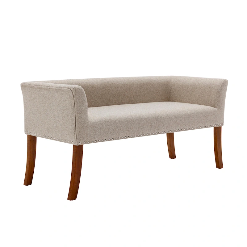 Porthos Home Nevis Fabric Upholstered Bench with Rubberwood Legs