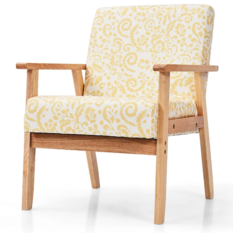 Gymax 2PCS Accent Armchair Upholstered Chair Home Office w/ Wooden - 25 x 26.5 x 32