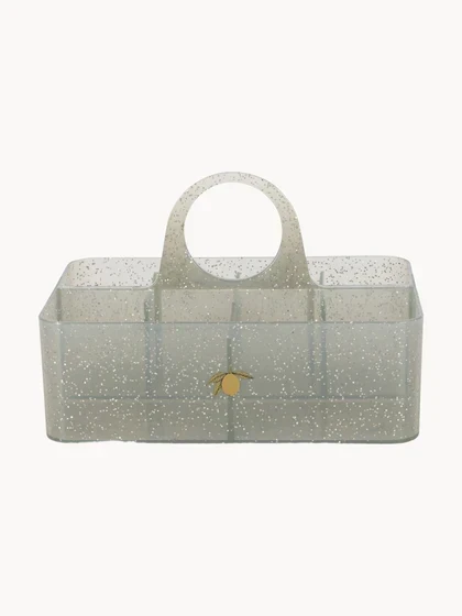 Glitter Storage Organiser with Handle Lemon Grey