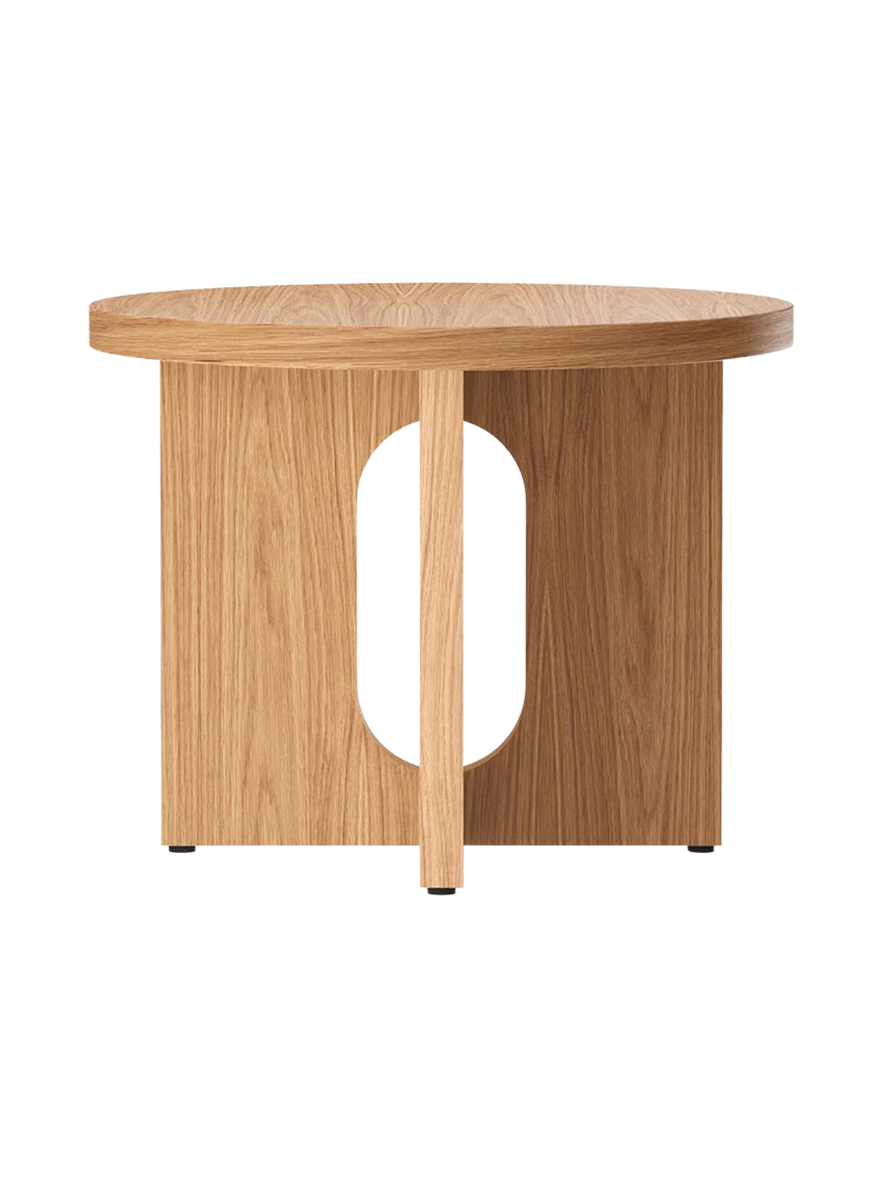 Scandinavian Oak & Stone Side Table Ø50 with Overhanging Round Top for Living Room & Bedroom