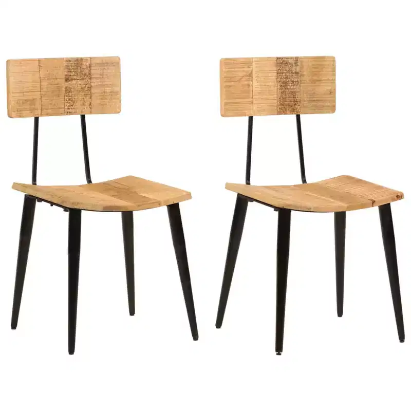 CLIHOME Modern Minimalist Style Soild Wood Iron Framk Dining Chair Set For Dining Rooms, Kitchens, and Living Rooms(Set of 2)