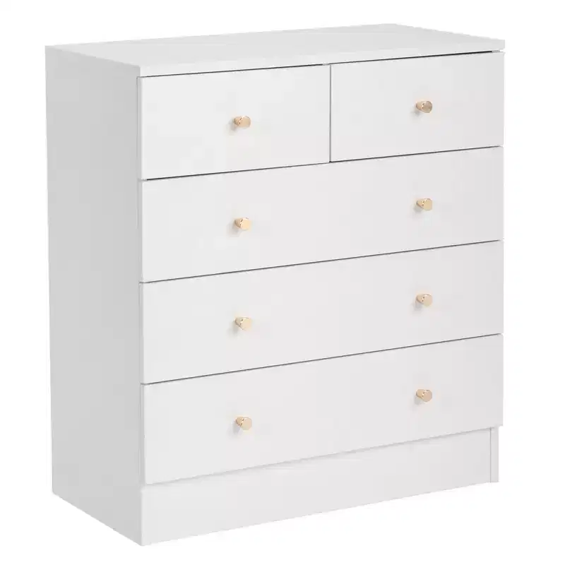 5-Drawer White Particle Board 25.98in. W Chest of Drawer