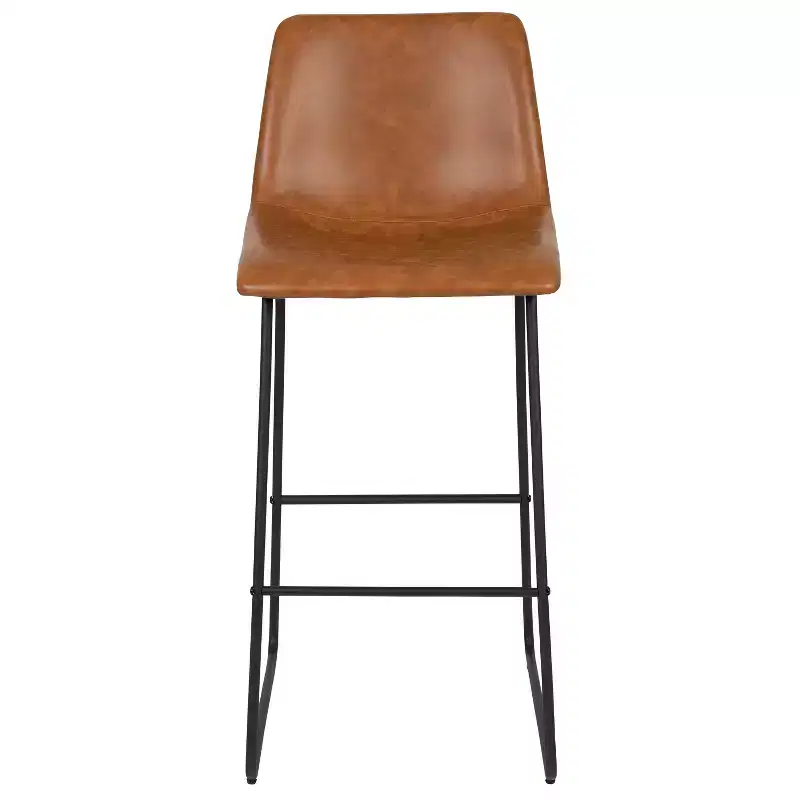 Merrick Lane 30 inch Faux Bar Height Bucket Seat Stools, Set of 2