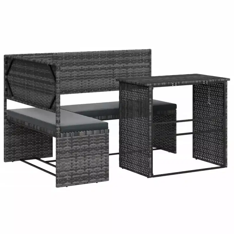 vidaXL Garden Sofa PE Rattan, Powder-Coated Steel L-Shaped Foldable