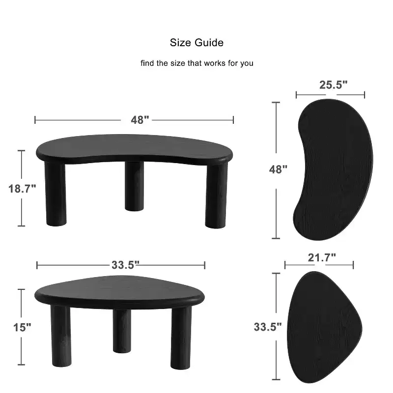 PexFix Cashew Solid Wood Coffee Table Sofa Side Table Set