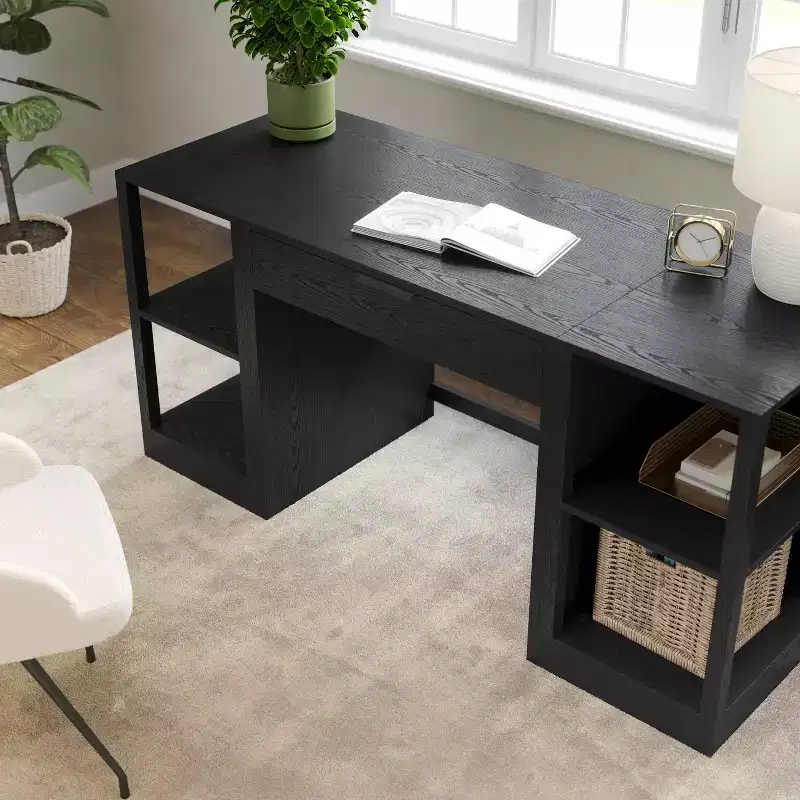 Martha Stewart Kayden Home Office Modular Single-Drawer Desk with Dual 2 Tier Shelves