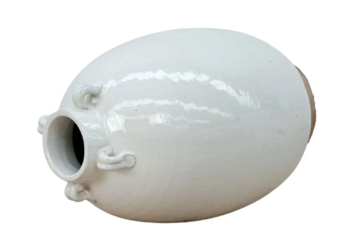 Minimalist Ceramic Planter with Four-Handle Elongated Design for Entryway & Living Room
