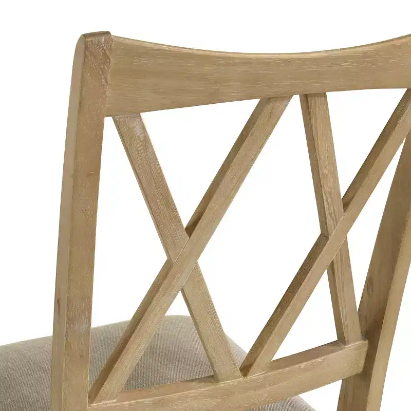 Roundhill Furniture Verta Solid Wood Cross-back Dining Chairs, Set of 2, Light Oak Finish